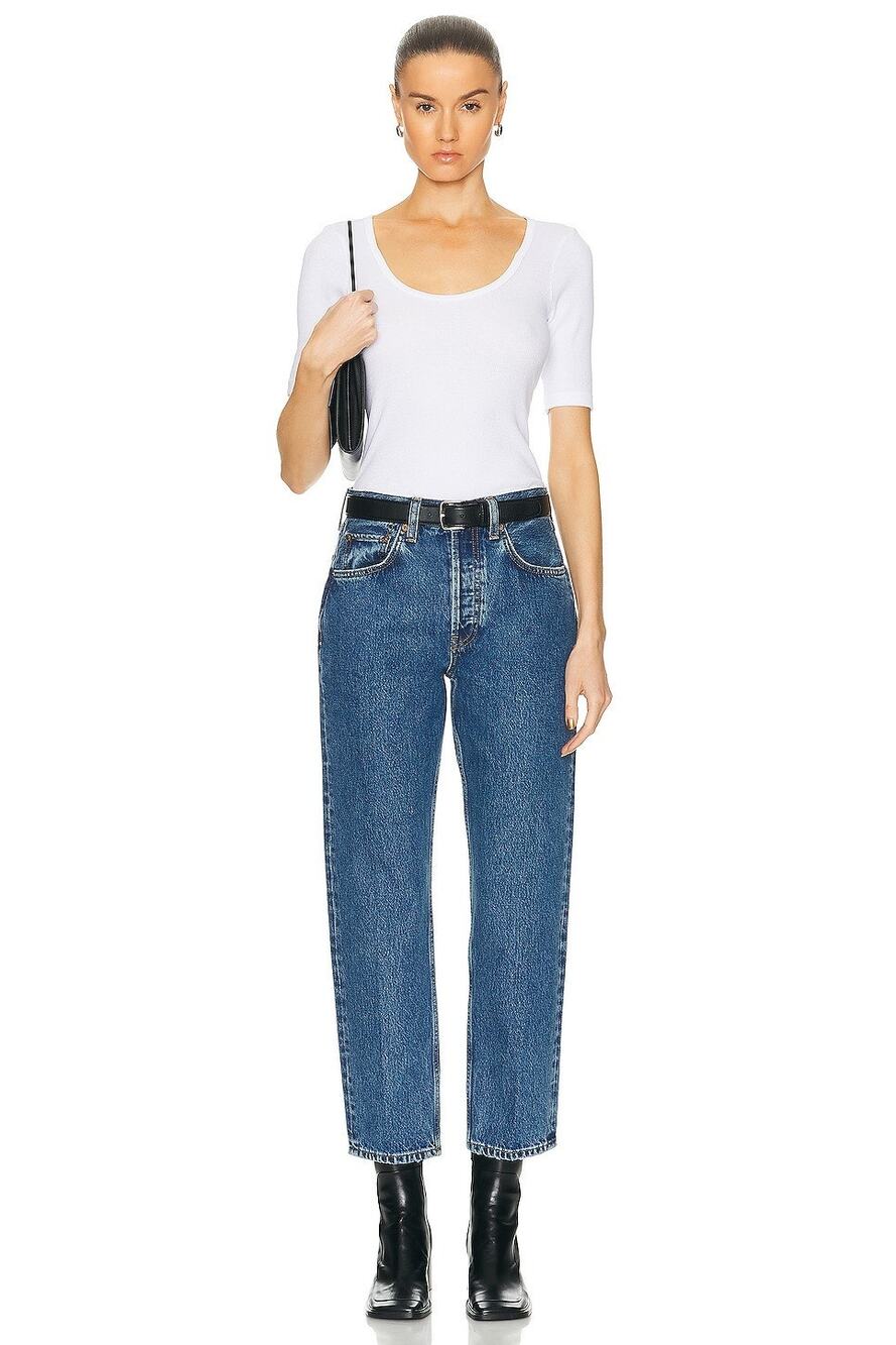 NWT RE/DONE 70s High-Rise Stove Pipe Straight-Leg Med Wash Jeans Size 26